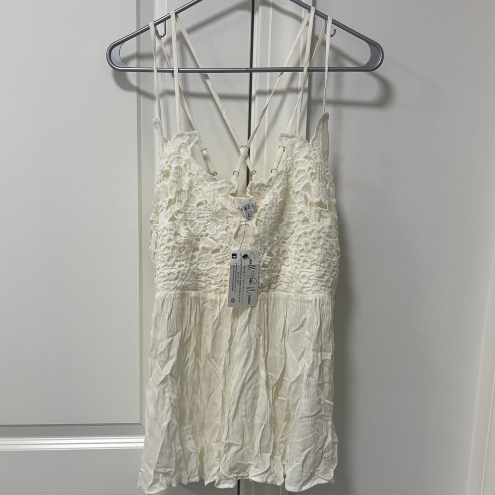 White Lace Sleeveless Top